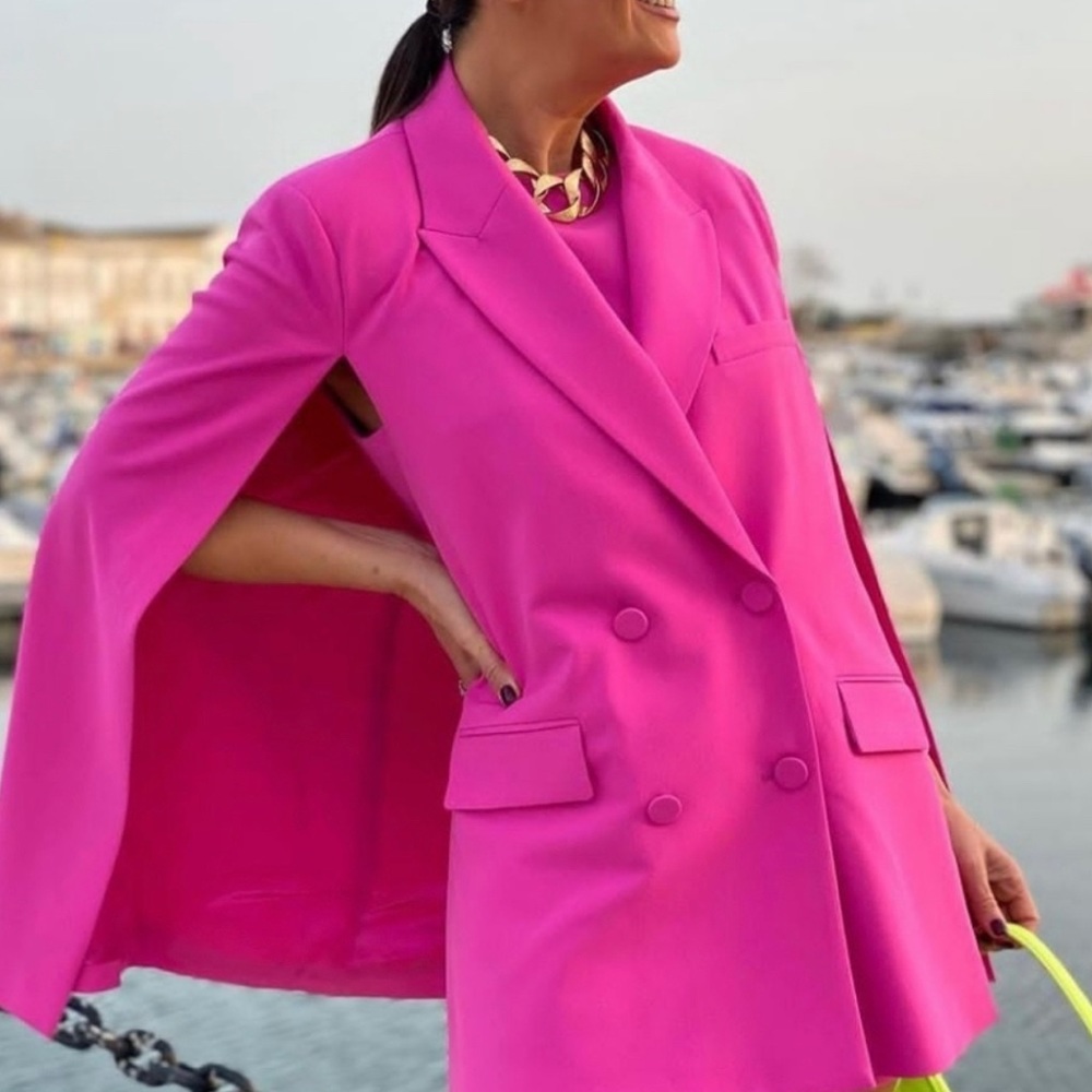 BNWT ZARA POCKET CAPE BLAZER - Picture 2 of 16